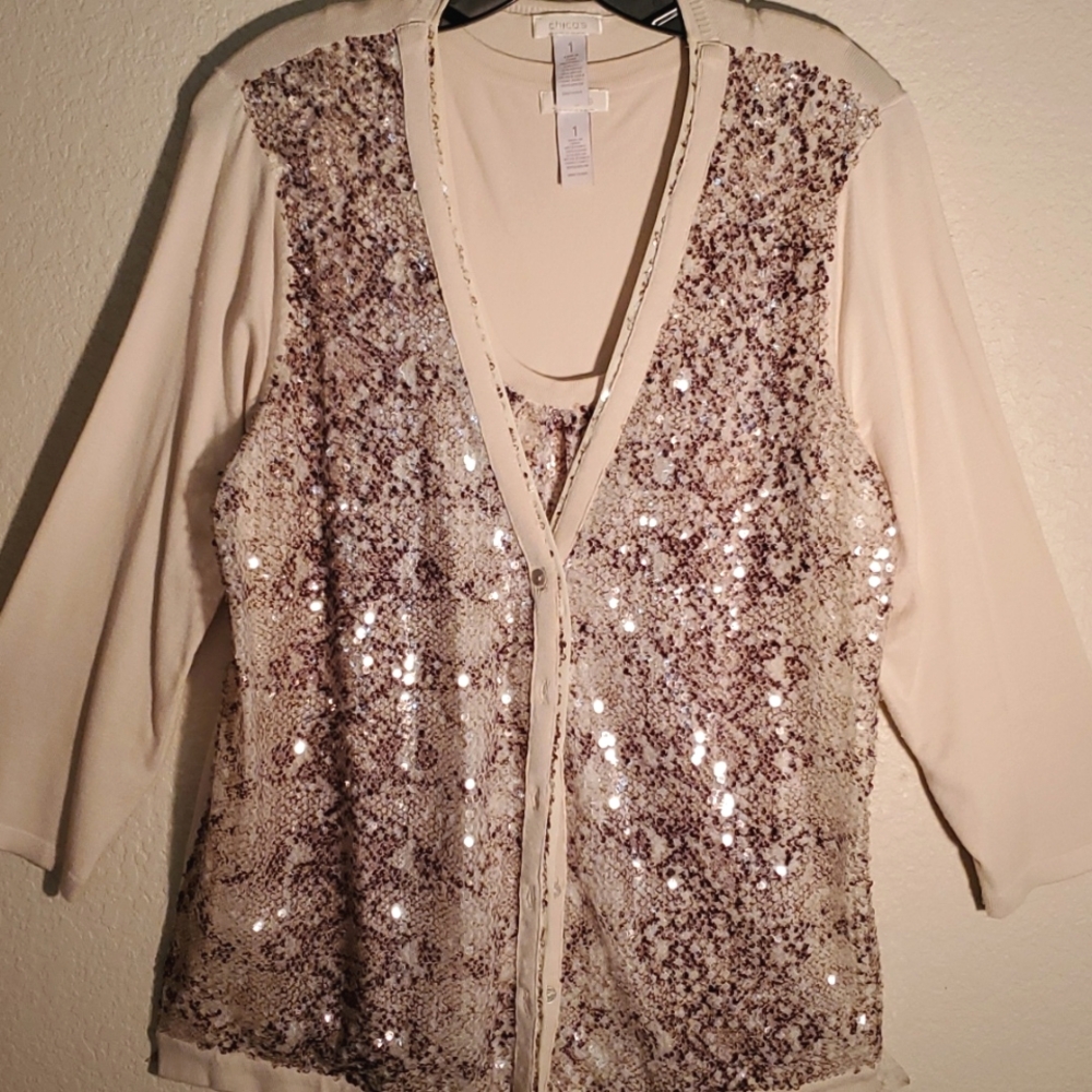 SNAKE PRINT IRREDESCENT SEQUINS V NECK KNIT SWEATER SIZE 1 (8)